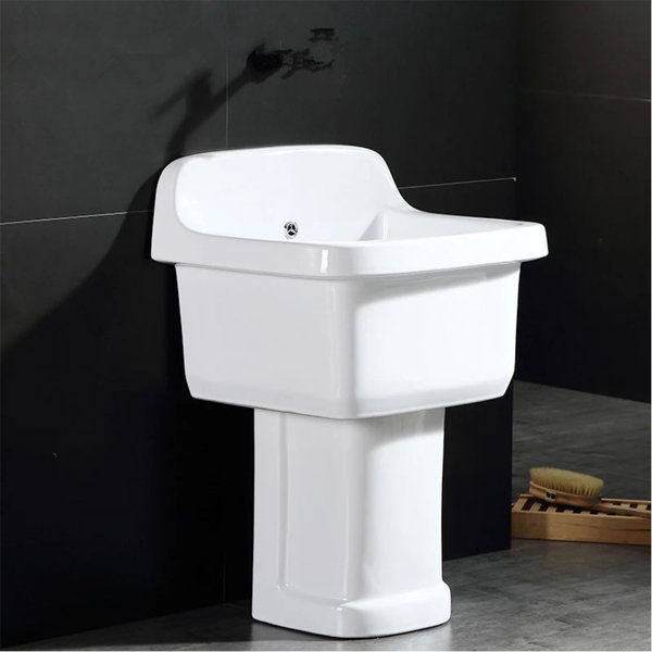 Sani Canada Ceramic 15" x 18" Freestanding/Wall Mount Laundry Sink
